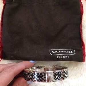 Coach Silver and Black Bangle Bracelet